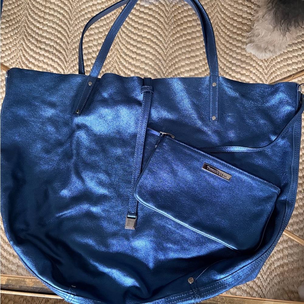 Tiffany & Co. Reversible Suede/Shimmering Blue Tote with Pouch
